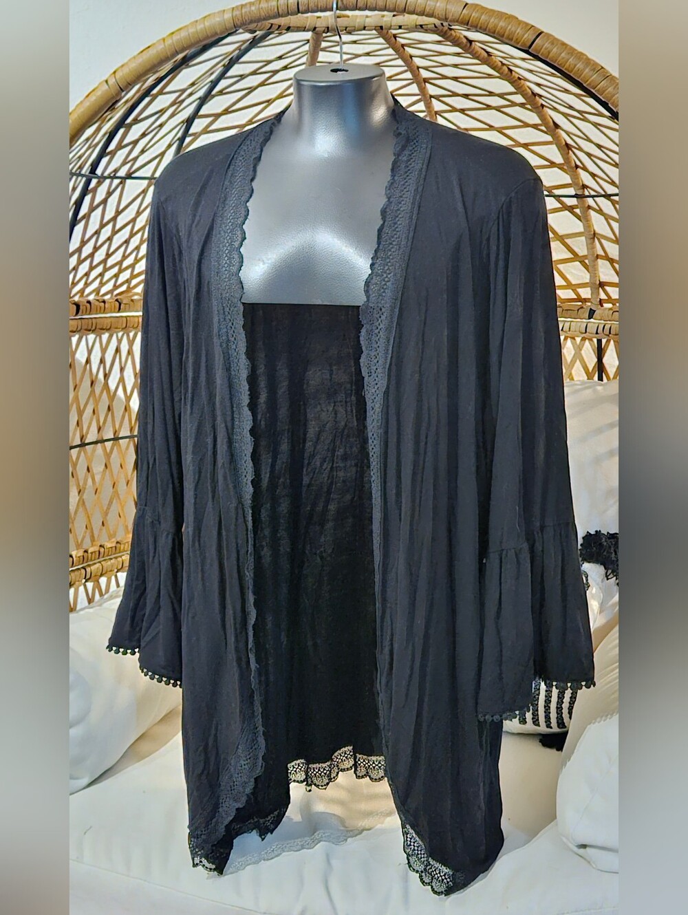 Torrid Open Front Cardigan Lace Trim